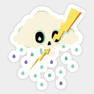 Skull Rain Cloud Sticker